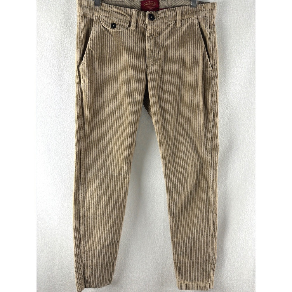 Provenzale Mens Corduroy Pants Tan Khaki Striped Tapered Made in Italy Size 46